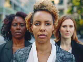 Fototapeta premium A group of women standing side by side in a casual atmosphere
