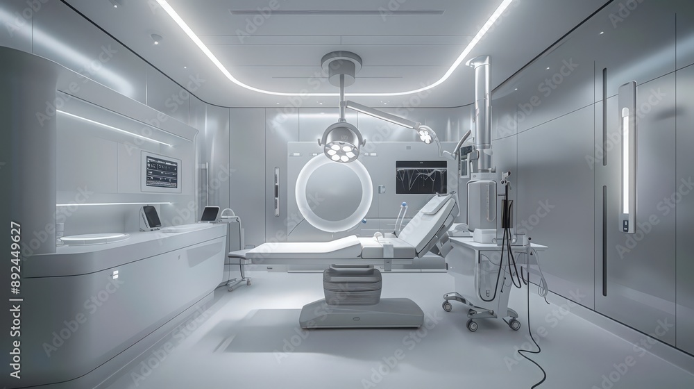 Aufkleber a high-tech surgery room with integrated digital systems for real-time data monitoring and communica