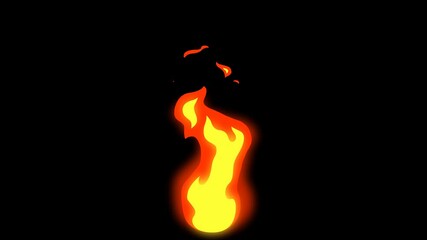 Fire flame tourch looping 2D animation with alpha channel - Powered by Adobe