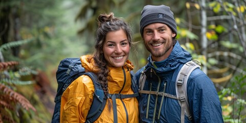 Vibrant Portrait of a Joyful Couple in the Forest