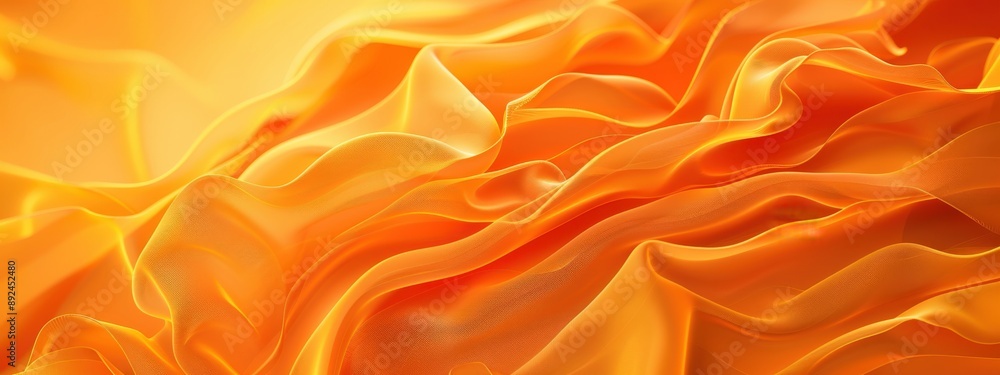 Poster a close up of a piece of orange fabric with a shiny, glittery appearance. the fabric is draped over 