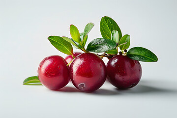 Whole Lingonberry fruit on a white background