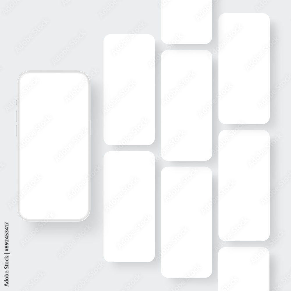 Poster clay cellphone with blank app screens. showcase your mobile apps interfaces. vector illustration