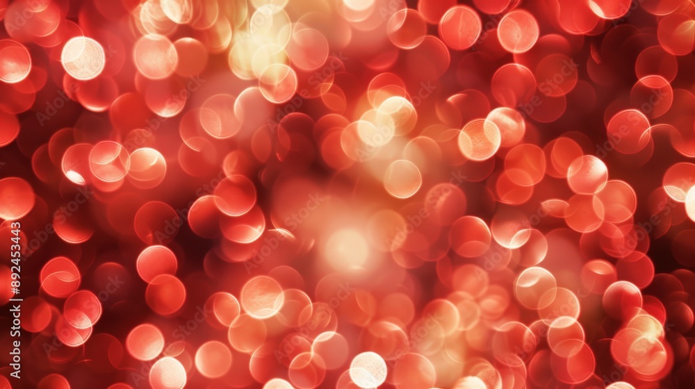 Poster a red background with many small red circles. the circles are of different sizes and are scattered a