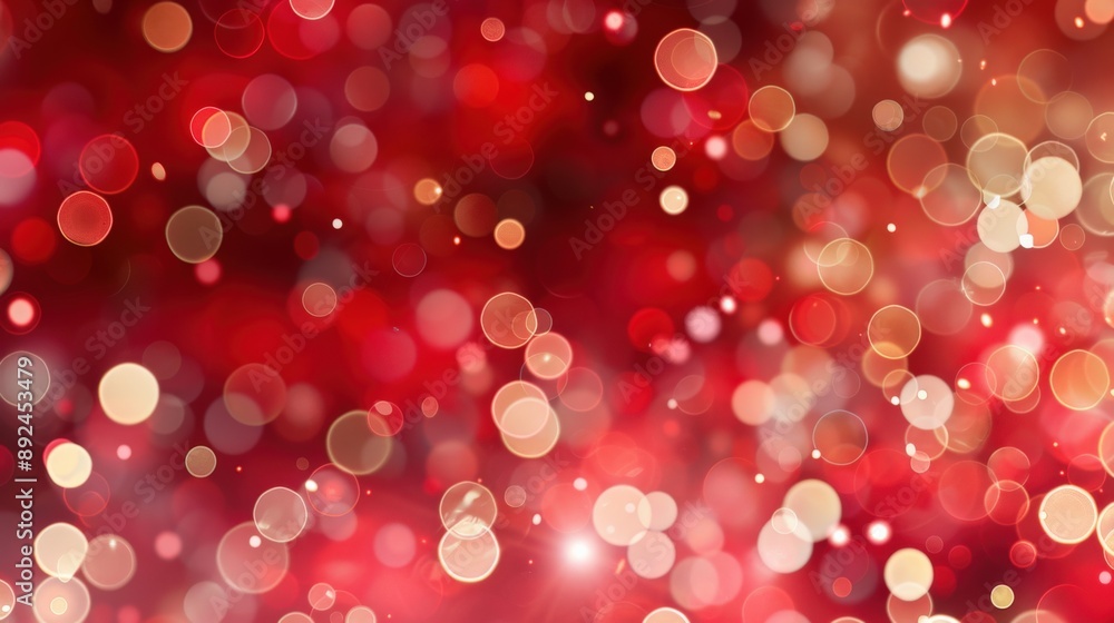 Poster a red background with many small red circles. the circles are of different sizes and are scattered a