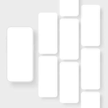 Clay Cellphone With Blank App Screens. Showcase Your Mobile Apps Interfaces. Vector Illustration