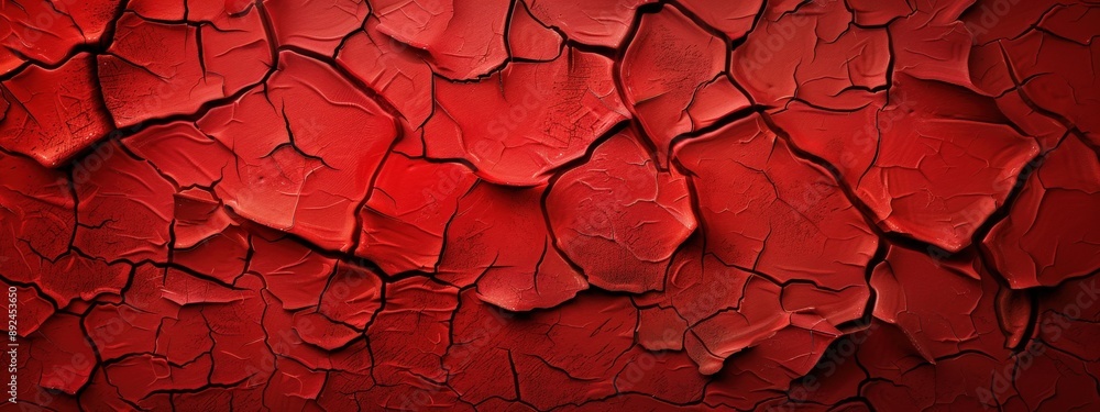 Poster a red background with red paint splatters. the splatters are in different sizes and shapes, giving t