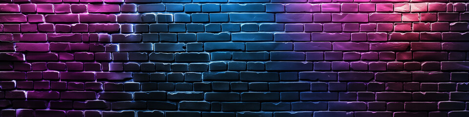 Naklejka premium brick wall with vibrant neon lights
