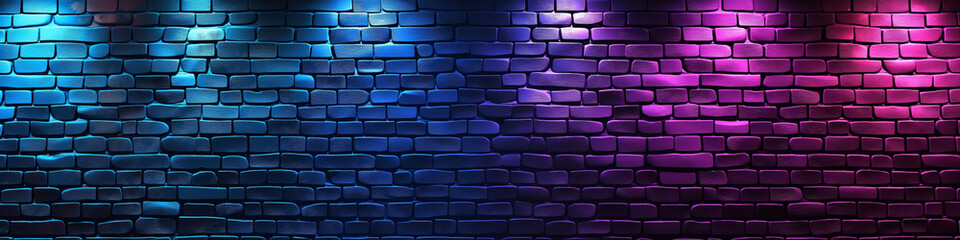 Fototapeta premium black brick wall with glowing neon lights