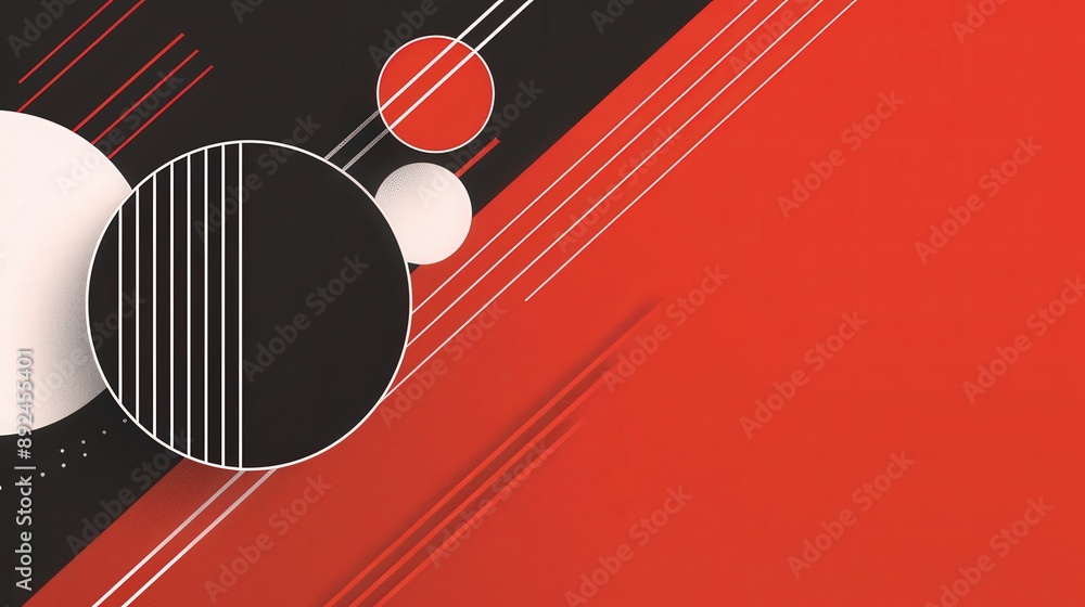 Poster a minimalist background with a schematic design in white lines on a red and black color scheme. the 