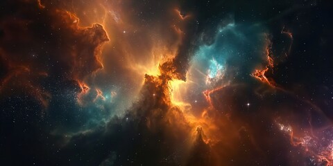 Colorful space galaxy cloud nebula. Stary night cosmos. Universe science astronomy. Supernova background wallpaper created by ai