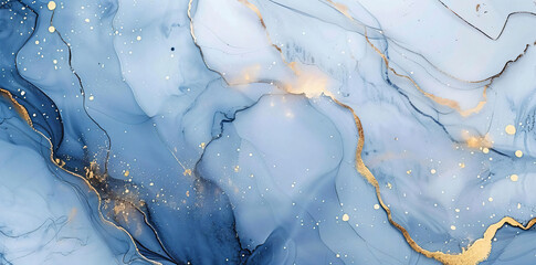 Abstract Blue and Gold Swirls.