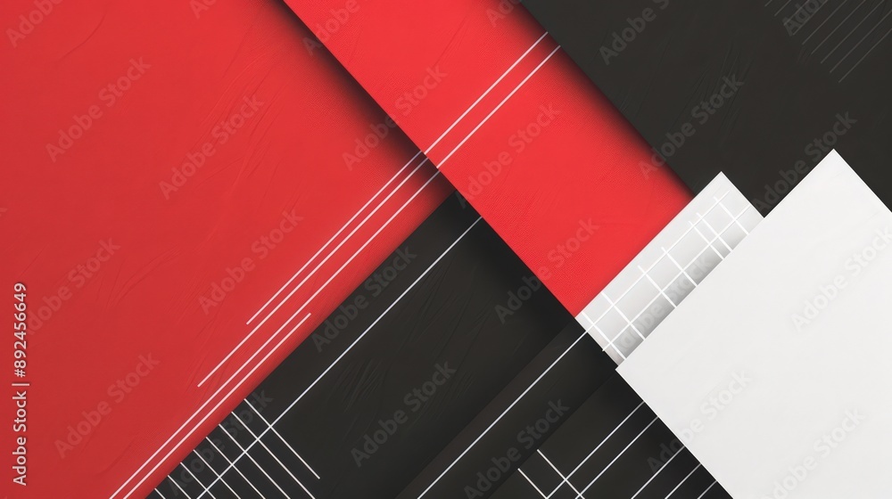 Poster a minimalist schematic design background with clean white lines against a contrasting red and black 