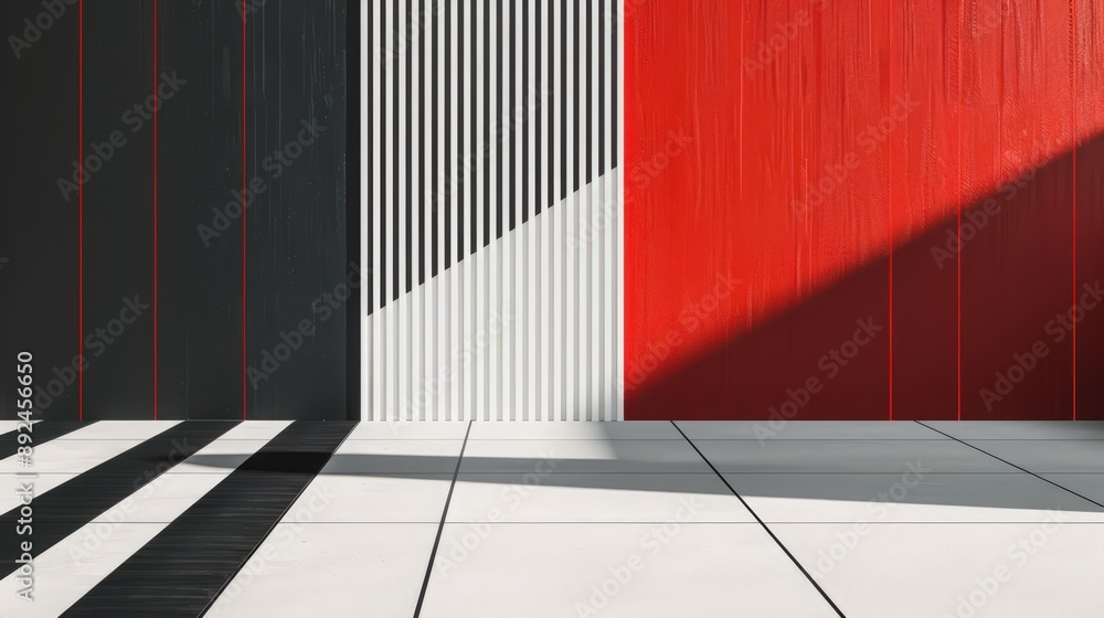 Poster a minimalist schematic design background with clean white lines against a contrasting red and black 
