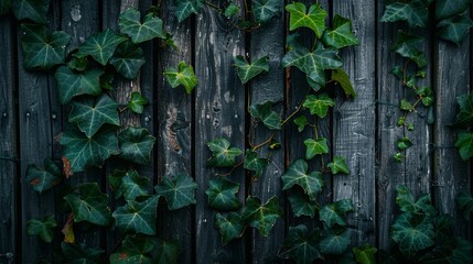 ivy on wood background