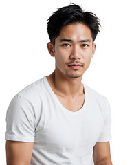  Portrait of a Young Asian Man in White T-Shirt