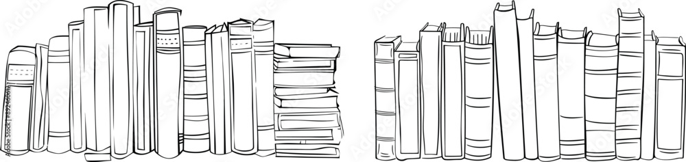 Aufkleber A one-line continuous drawing of books open and closed. A bookstore and library in one line