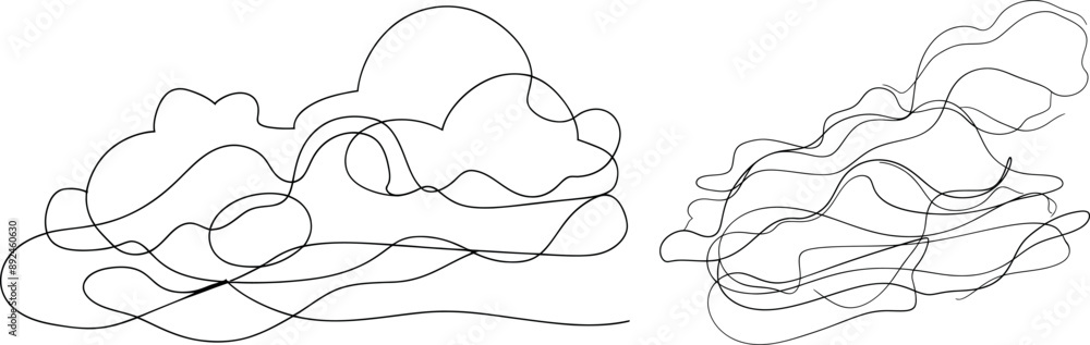 Poster cloudy weather abstract drawing with sun and clouds.