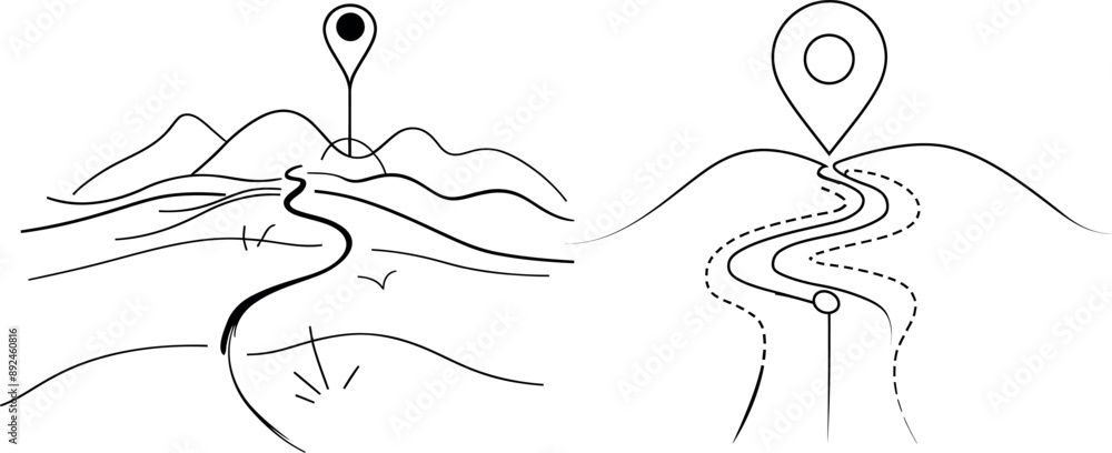 Aufkleber the icon represents a continuous line plotting location markers.