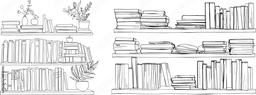 Aufkleber This example shows several different sizes of books, angles of one line.