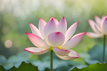 Obraz premium American lotus bokeh background, AI Generated