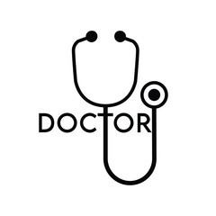 Doctor Icon with Stethoscope – Medical Logo Design Vector Illustration