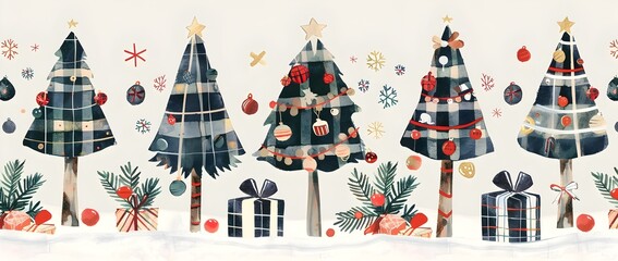 Plaid Patterned Christmas Trees for Customizable Holiday Decor