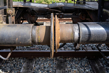 buffers of coupled historic railroad cars