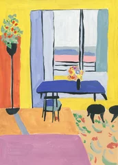 Fototapeten interior design. room. watercolor painting. illustration  © Anna Ismagilova