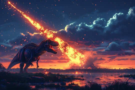 A huge impact of a meteorite that fell on the earth 66 million years ago, which led to the extinction of the dinosaurs and drastic changes in the Earth's environment