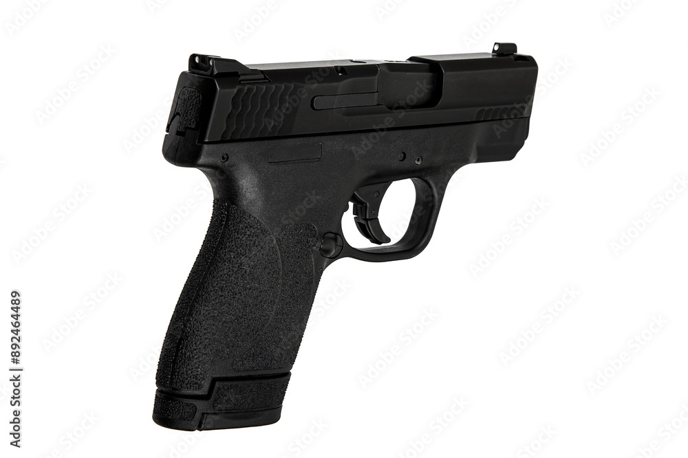 Wall mural modern semi-automatic pistol isolate on a white background. armament for the army and police. short-