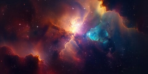 Obraz premium Colorful space galaxy cloud nebula. Stary night cosmos. Universe science astronomy. Supernova background wallpaper created by ai