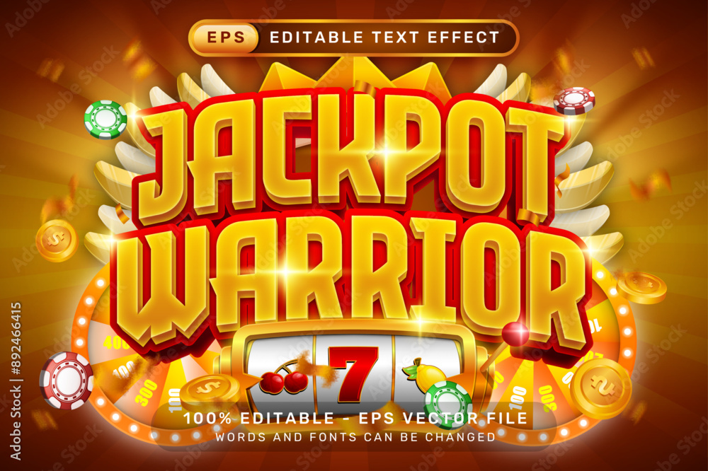 Poster vegas warrior 3d text effect and editable text effect with light background
