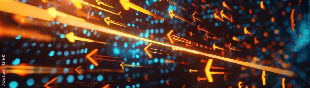Aufkleber abstract futuristic background with glowing arrows and digital elements, symbolizing data transfer, 