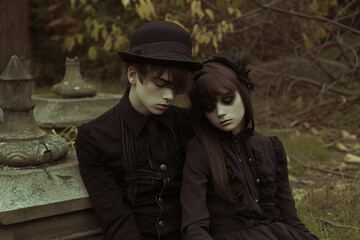 Fototapeta premium group of spooky gothic characters