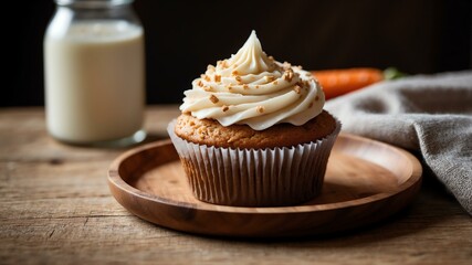 an image of a single perfectly frosted carrot cupcake background