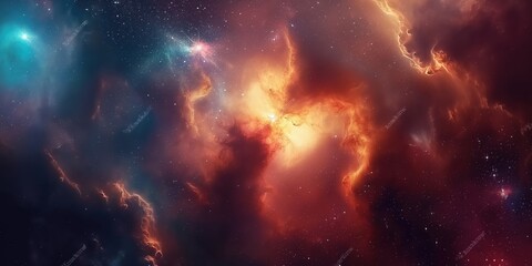 Colorful space galaxy cloud nebula. Stary night cosmos. Universe science astronomy. Supernova background wallpaper created by ai