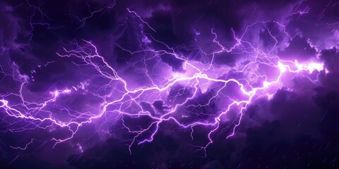 A Dramatic Purple Lightning Strike Illuminates A Dark Stormy Sky
