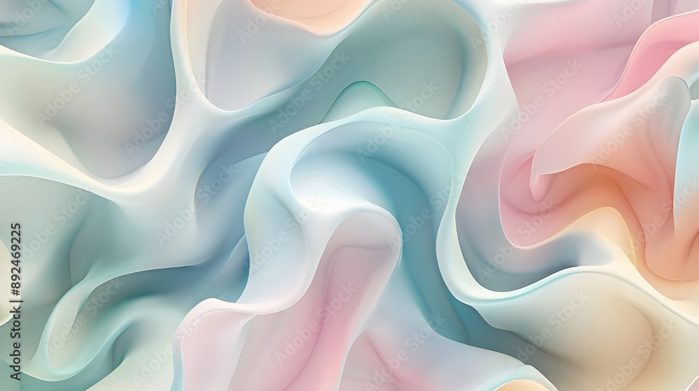 Poster Abstract fluid pattern with soft pastel colors, creating a smooth, flowing, and calming visual effect perfect for modern designs.