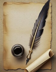 old paper and feather