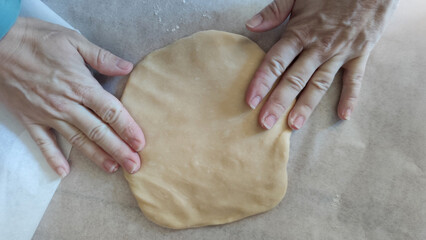 cooking sweet orange and chocolate cake in the kitchen