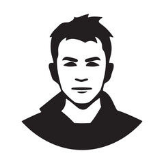 Simple male avatar icon or logo, black vector illustration on white background
