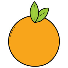 Hand drawn cartoon orange on white background.
