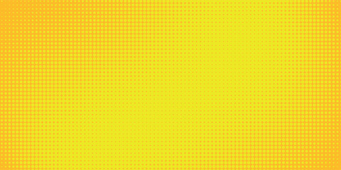 Yellow radial halftone background. Retro comic grain pixel texture. Pixel dot cartoon wallpaper