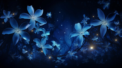 Blue Flowers and Dark Background
