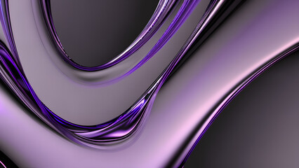 Obraz premium captivating texture: abstract background with smooth undulating lines, shimmering purple and violet hues, evoking liquid metal and futuristic glossy surface