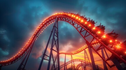 happy girl on the roller coaster