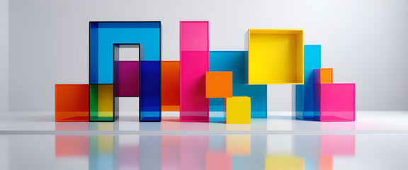 illustrazione con elementi geometrici astratti a tema surreale