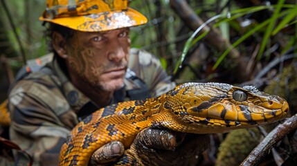 man with snake