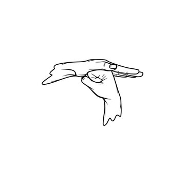 recommend clip art: hand gesture shield of shambhala mudra black and white vector line art